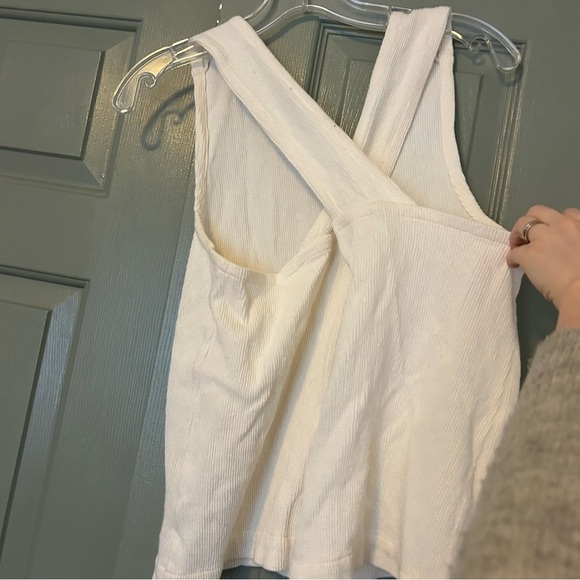 madewell white criss cross open back jaquard ottoman - Picture 4 of 6